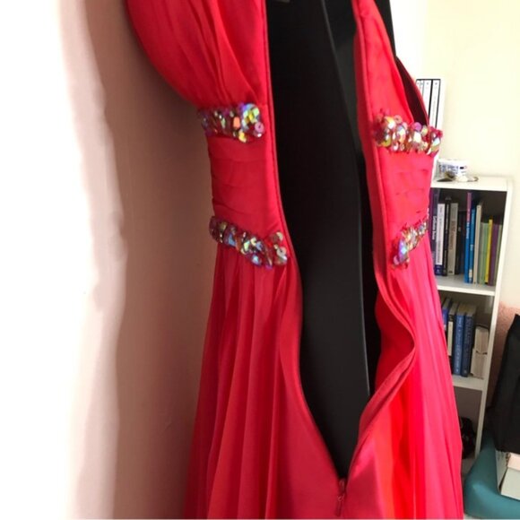 La Femme V-Neck High-Low Dress - Watermelon - Size 2 NWT - Picture 3 of 9